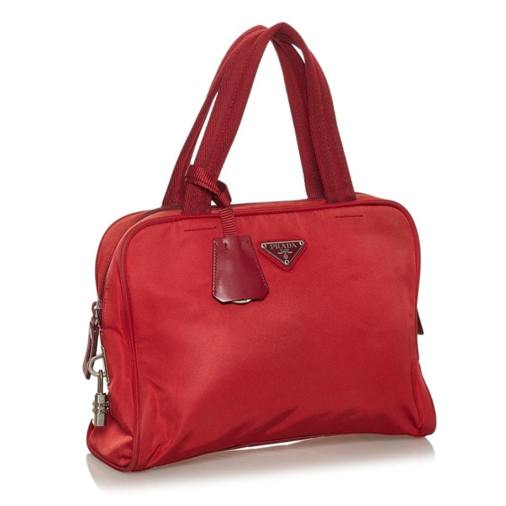 Authentic Prada Red Nylon Vintage Tessuto Handbag shoulder bag purse tote luxury